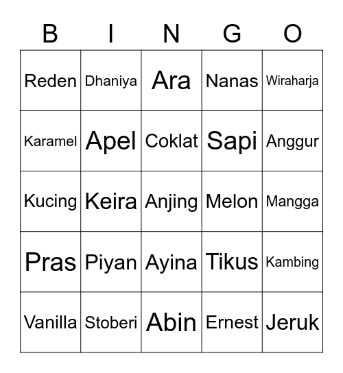 BYAN Bingo Card