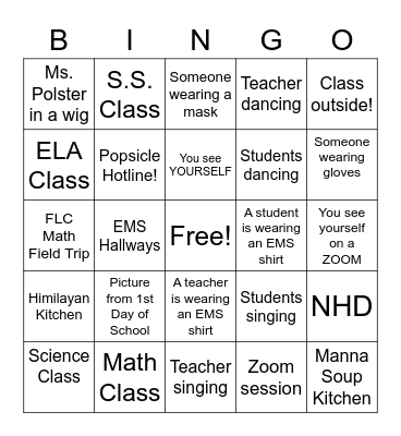 Falcon End of Year Video BINGO Card