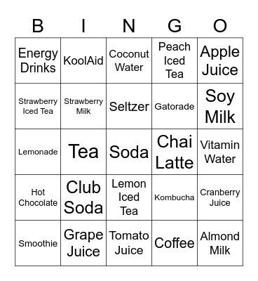 Drinks Bingo Card