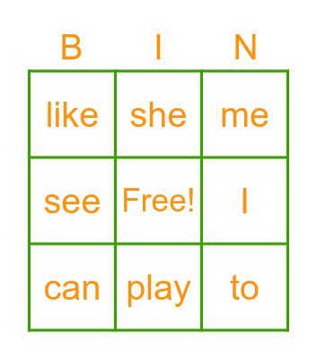 Sight Words 1 Bingo Card