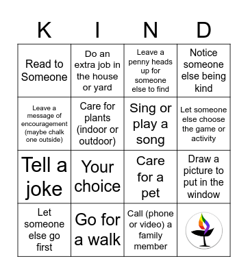 Kindness and Caring Bingo Card