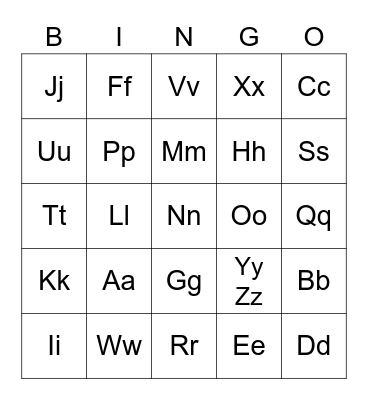 Alphabet Bingo Card