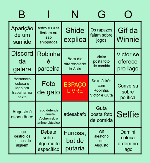 Bingo do Império do Astro Bingo Card
