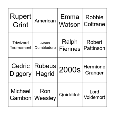 Harry Potter and the Goblet of Fire Bingo Card