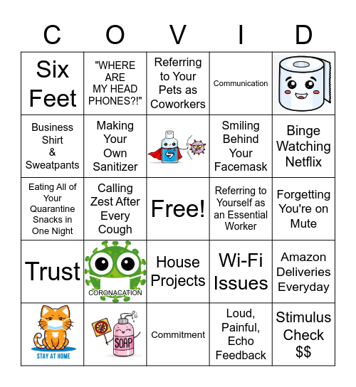 WFH Quarantine Bingo Card