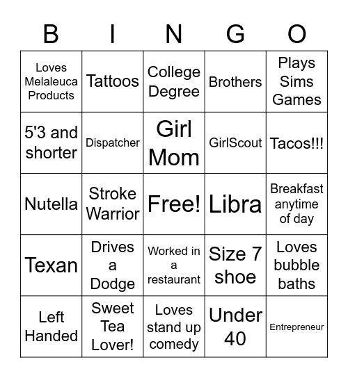 Diana's Bingo Card