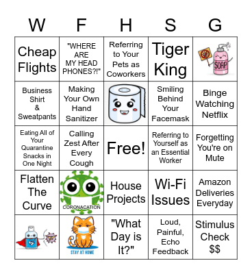 WFH Survival Group (WFHSG) Bingo Card