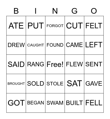 IRREGULAR VERBS Bingo Card