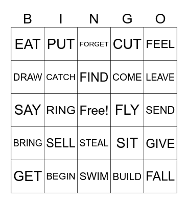 INFINITIVE VERBS Bingo Card