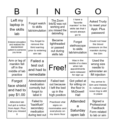 UD SIM LAB BINGO Card