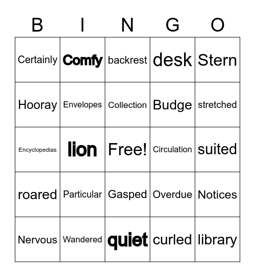 Library Lion Bingo Card