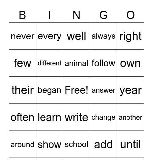 Riley's Bingo Card Bingo Card