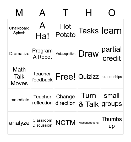 MATH-O Bingo Card