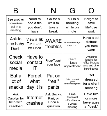 Quarantine Bingo Card