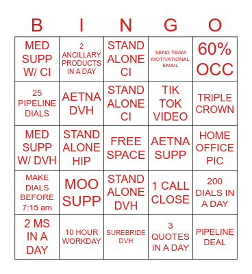 TEAM STEADMAN BINGO Card