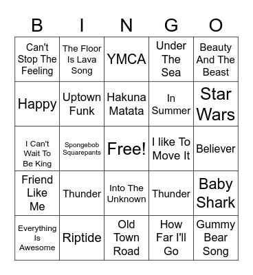 Music Bingo Card