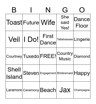 Courtney's Bachelorette Party! Bingo Card