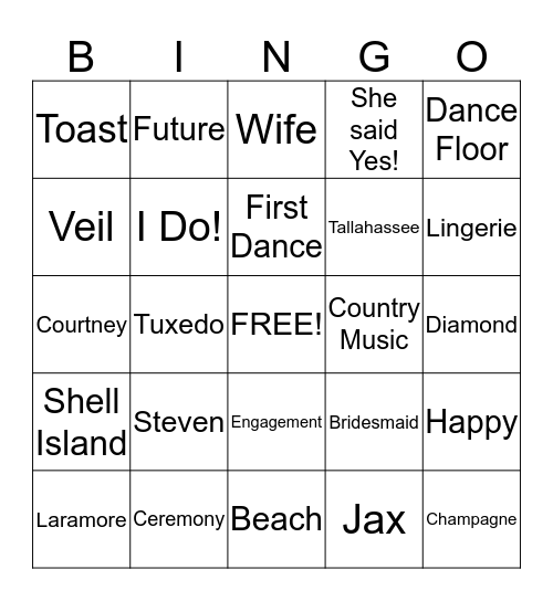 Courtney's Bachelorette Party! Bingo Card