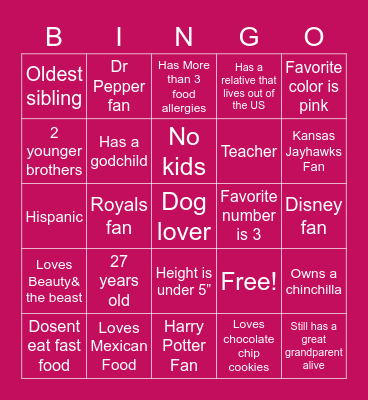 Do we have any similarities? :) Bingo Card