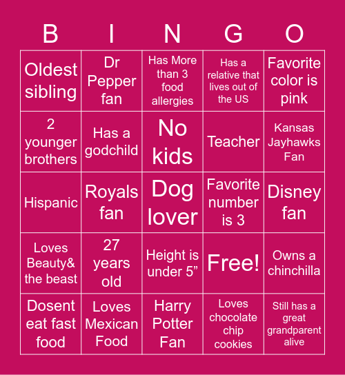 Do We Have Any Similarities Bingo Card