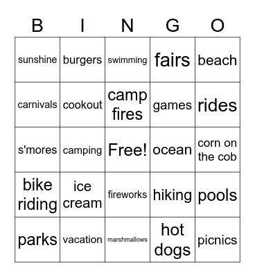 Bottiglieri - End of Year 2020 (Summer) Bingo Card