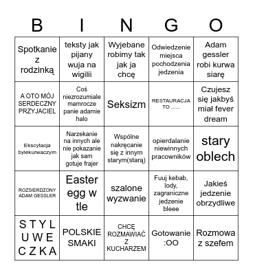 Pobite Gary bingo Card