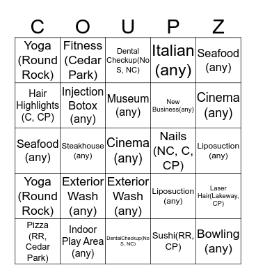 AUSTIN BINGO Card