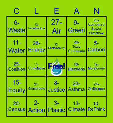 Clean Water Action Bingo Night! Bingo Card