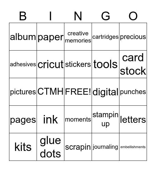 scrap book  Bingo Card