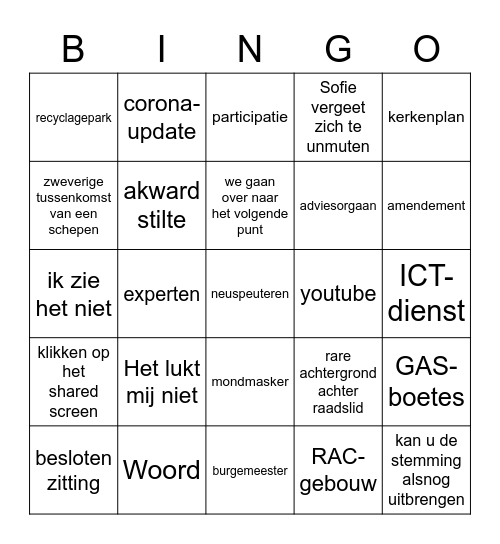 Gemeenteraad Deinze Bingo Card