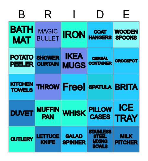 Bridal Shower Bingo Card
