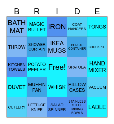 Bridal Shower Bingo Card