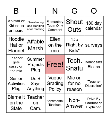 STAFF MEETING 5.28.2020 Bingo Card