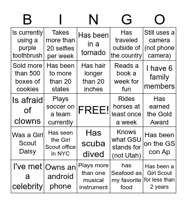 FIND A PERSON WHO:  Bingo Card