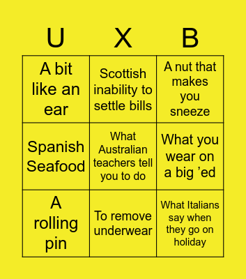 Uxbridge Bingo! Bingo Card