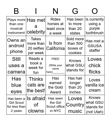 FIND A PERSON WHO:  (initial the box) Bingo Card