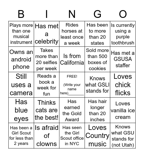 FIND A PERSON WHO:  (initial the box) Bingo Card