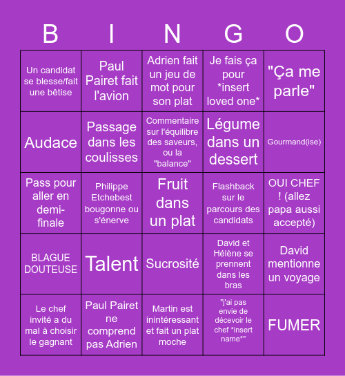 Bingo-Топшеф Bingo Card