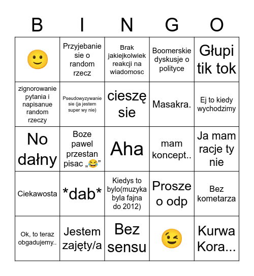 Morenka Bingo Card