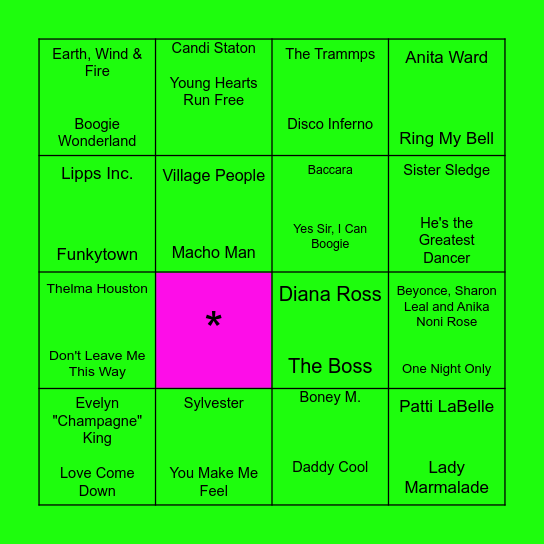 DISCO BINGO Card