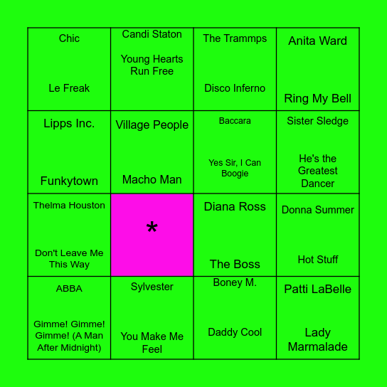 DISCO BINGO Card