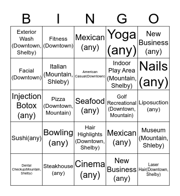 Birmingham Bingo Card