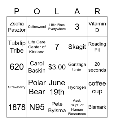 OP Staff Meeting Bingo Card