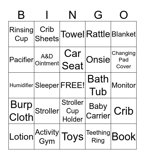 Baby Shower Bingo!    Bingo Card