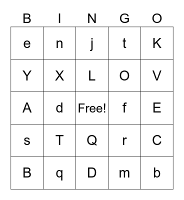 Aliyahs ABC Bingo Card