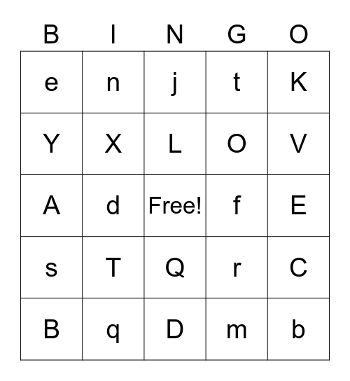 Aliyahs ABC Bingo Card