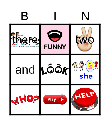 Sight Words Bingo Card