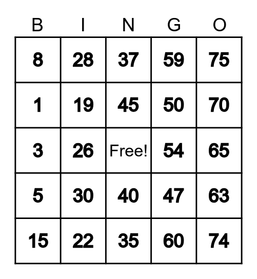 MEGS BINGO CARD Bingo Card