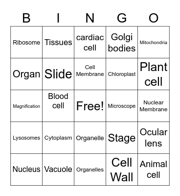 Microscopes and cells Bingo Card