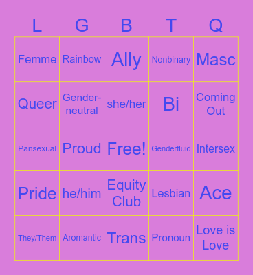 Happy PRIDE Month! Bingo Card